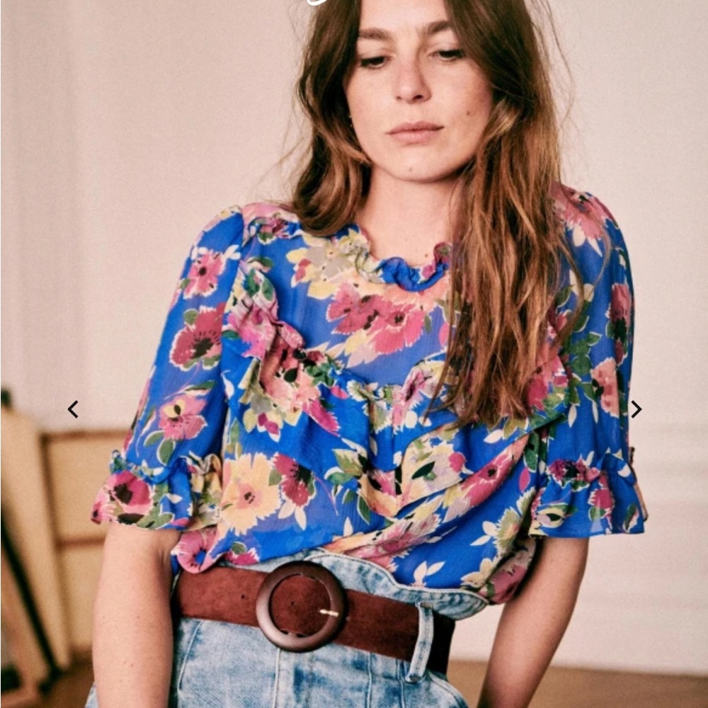 Sezane FLEURINE BLOUSE in Shard Was